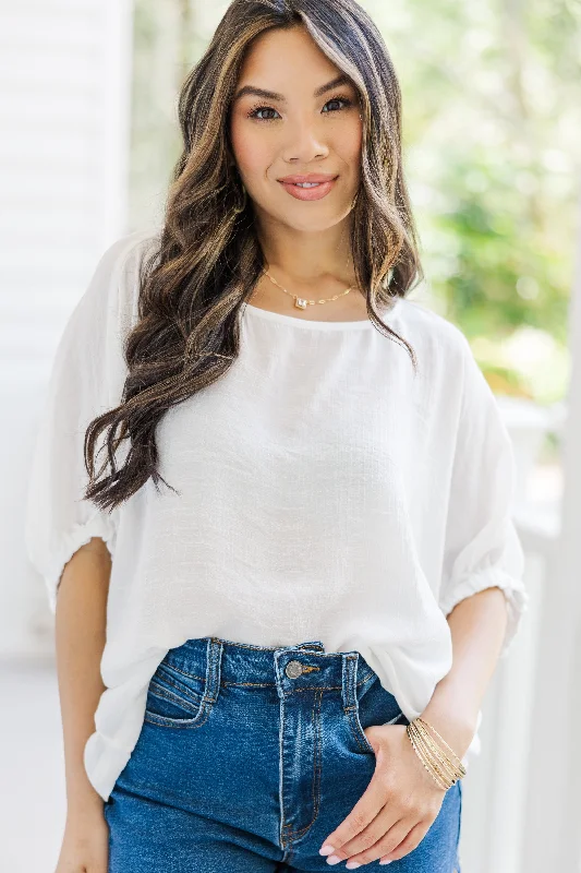 Grand Opening Sale Easy Situations White Batwing Blouse