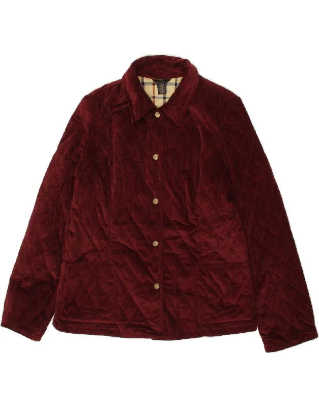 Steals and Deals BROOKS BROTHERS Womens Quilted Jacket UK 12 Medium Burgundy Cotton