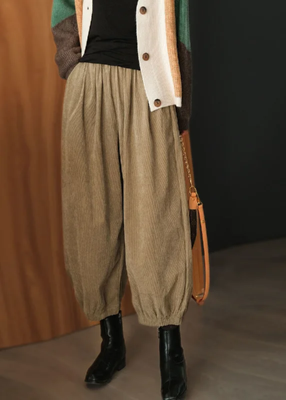 Weekend Offers That Dazzle Khaki Solid Corduroy Beam Pants High Waist Oversized Fall