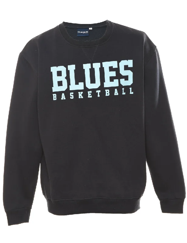 Deal Mania Basketball Blues Navy & Light Blue Printed Sweatshirt - M