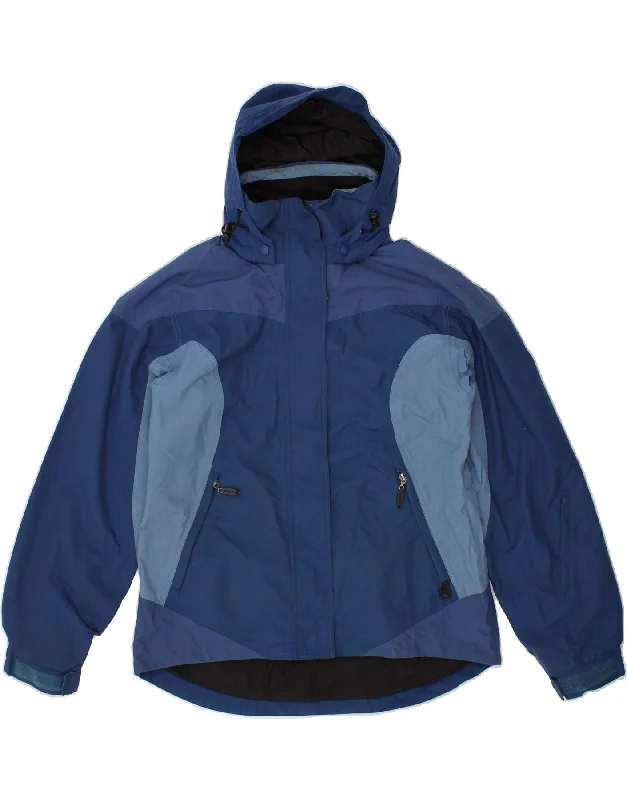 Discount Days L.L.BEAN Womens Windbreaker Jacket UK 14 Medium Navy Blue Colourblock