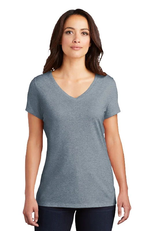 Discount Extravaganza District Womens Perfect Tri Short Sleeve V-Neck T-Shirt - Heather Flint Blue