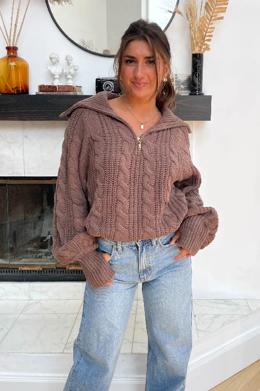 Don't Wait Let's Cuddle Sweater in Brown