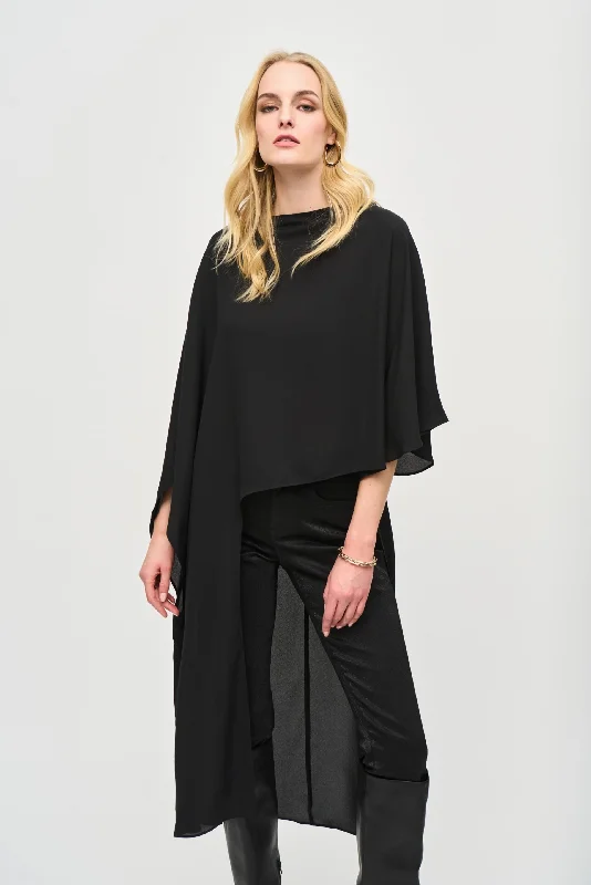 Weekend Shopping Bliss Joseph Ribkoff Black Dolman Sleeve Asymmetric High Low Top 243246