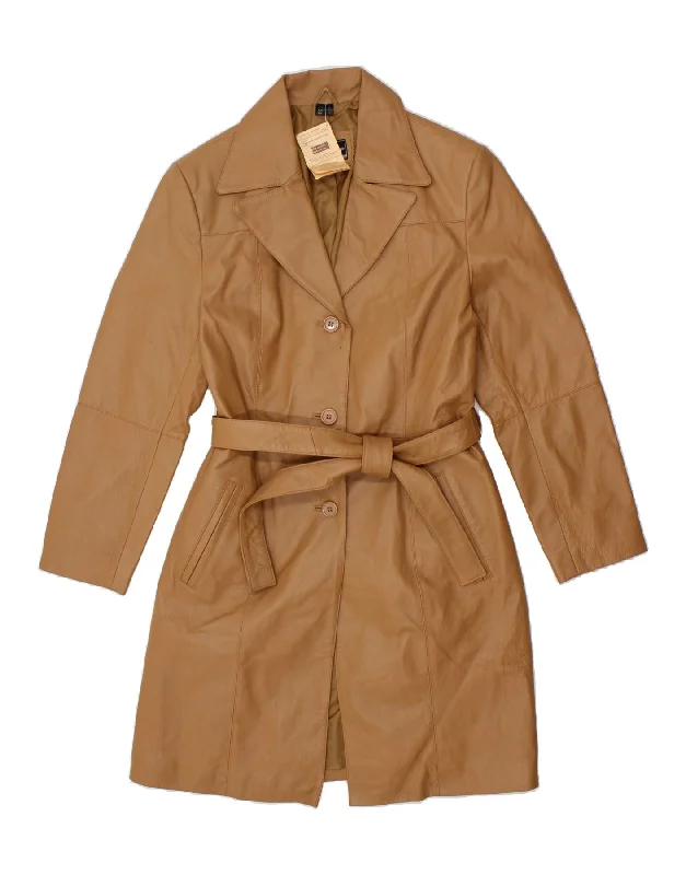 Time-Limited Offer VINTAGE Womens Leather Coat UK 14 Medium Brown Leather