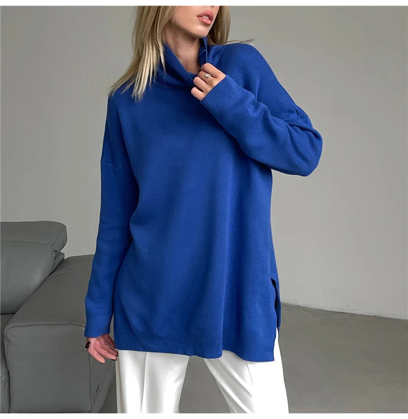 Deal Dash Turtleneck Side Split Knitted Sweater