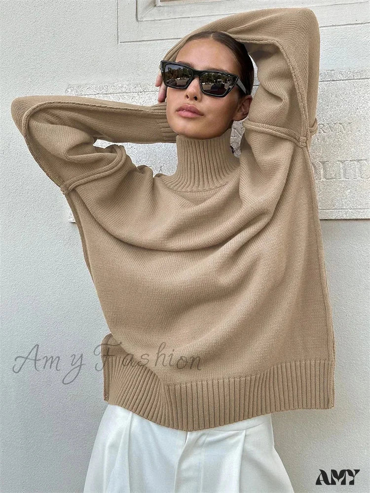 Super Bargain Winter Knit Pullover Female Clothes Loose Casual Ribbed Stylish Cozy Trendy Chic Comfortable Sweater