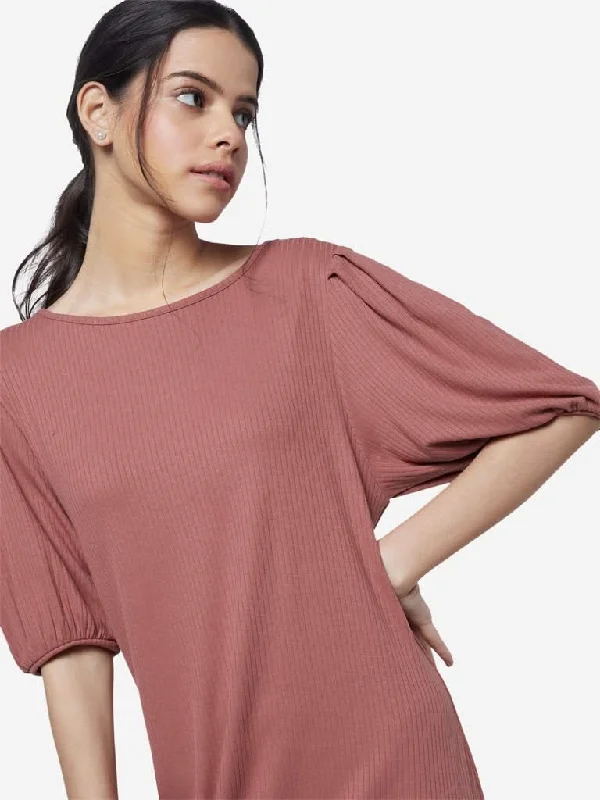 Price Cut LOV Persian Rose A-Line Self-Textured Dress