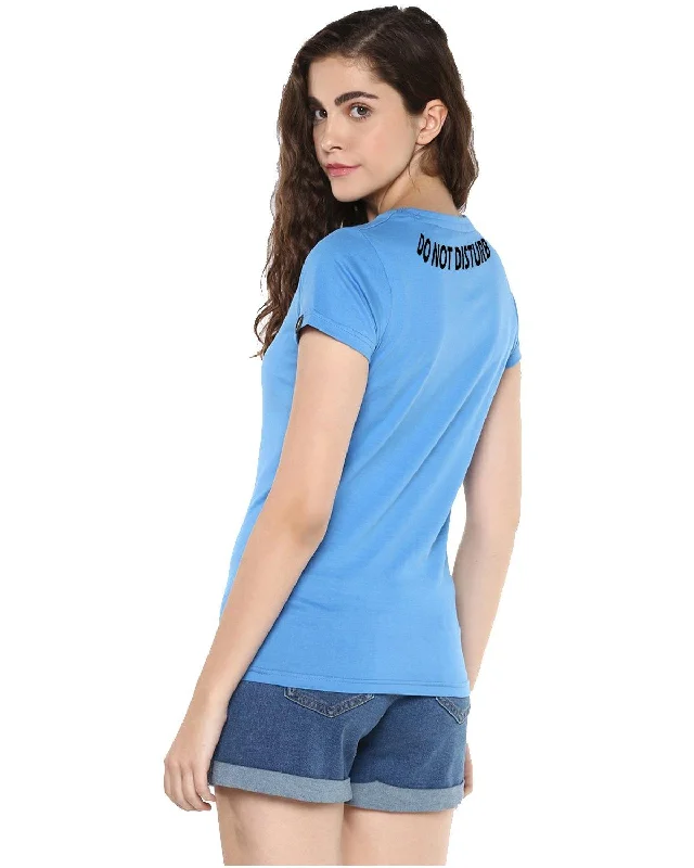 Doorbuster Deal Womens Half Sleeve DND Printed Blue Color Tshirts