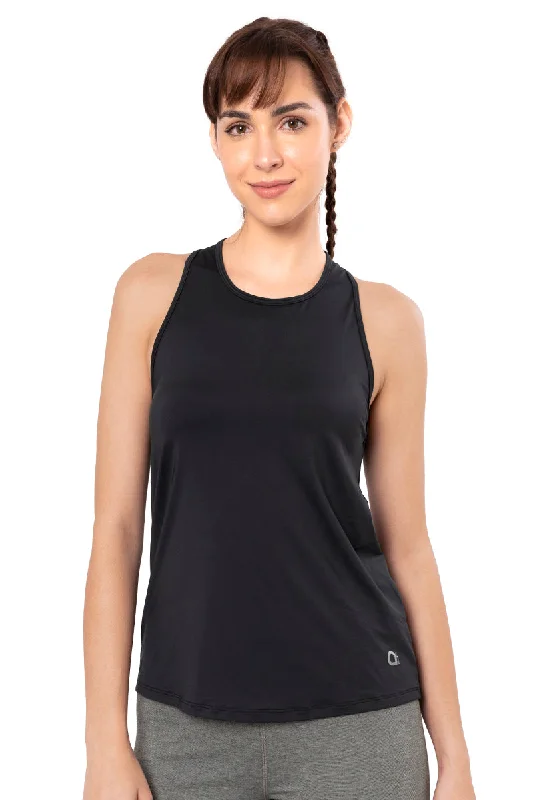 Deep Savings Flaunt Racerback Round Neck Tank Top - Jet Black