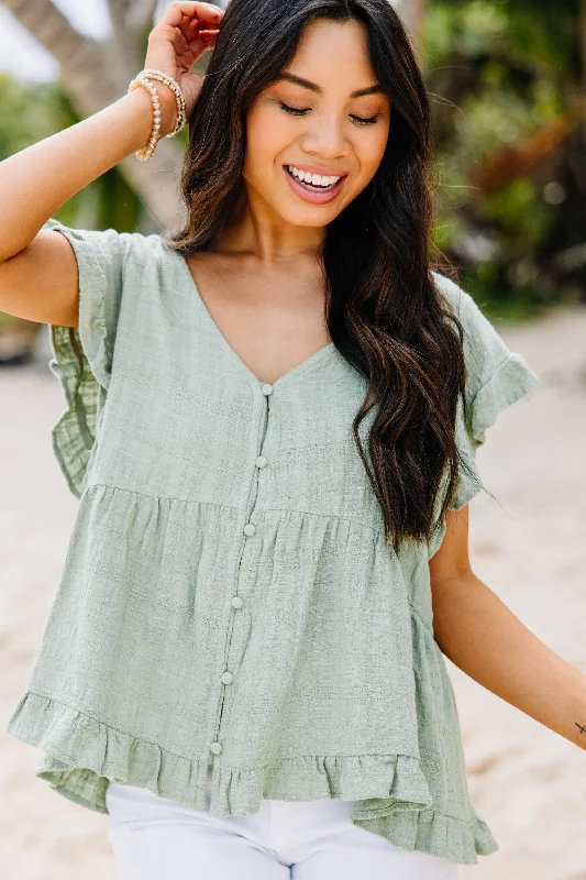 Shop and Save It's Your Choice Sage Green Cotton Top