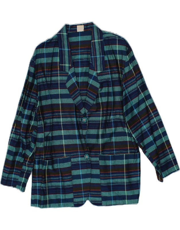 Deep Discounts VINTAGE Womens 2 Button Blazer Jacket IT 42 Medium Navy Blue Check Viscose Deep Discounts VINTAGE Womens 2 Button Blazer Jacket IT 42 Medium Navy Blue Check Viscose
