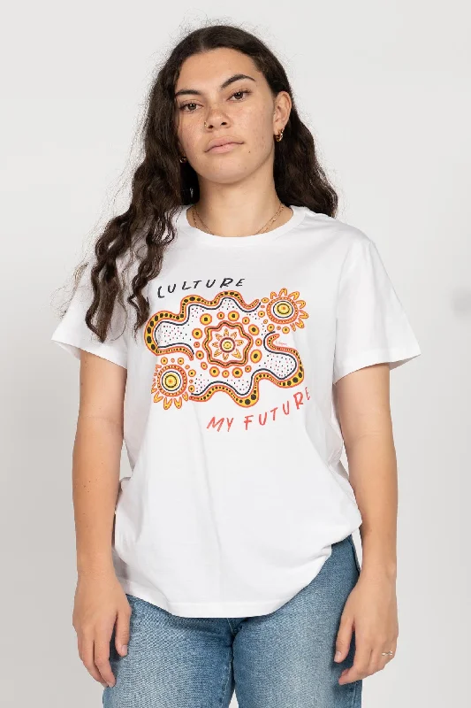 Grand Opening Sale Gather and Thrive White Cotton Crew Neck Women's T-Shirt