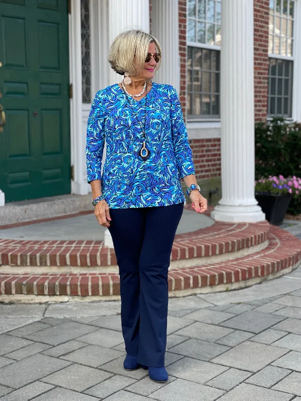 Take Advantage FANTASIA  BLUE V NECK TOP