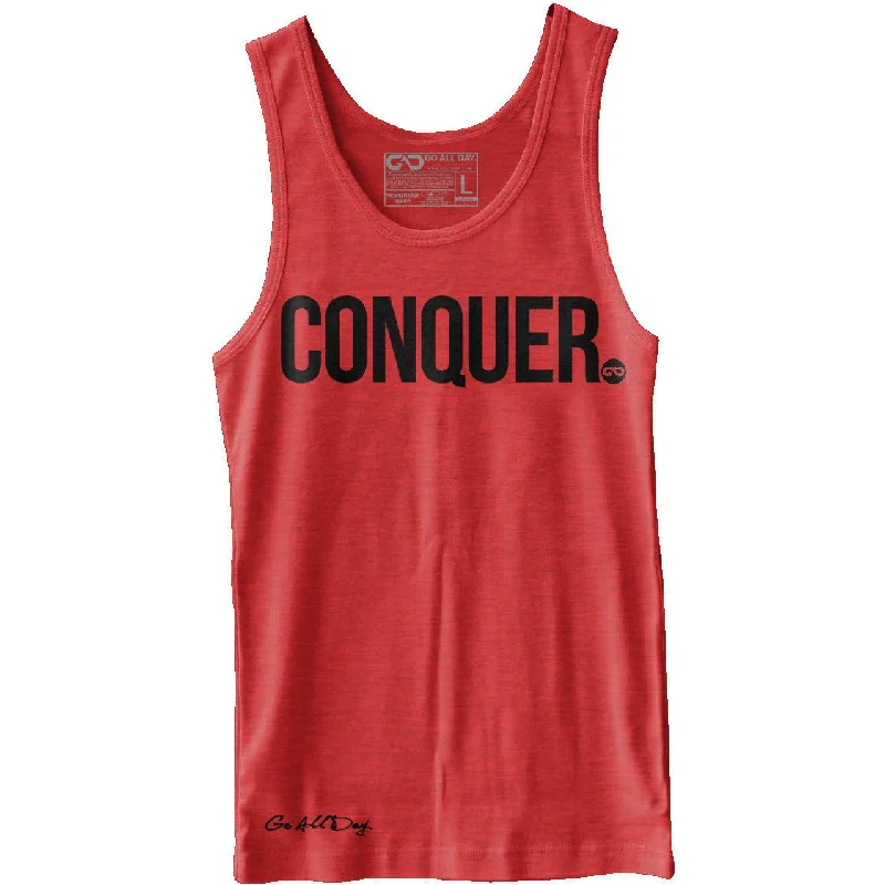 Weekend Offers That Impress "CONQUER" Unisex Tank (Heather Red)
