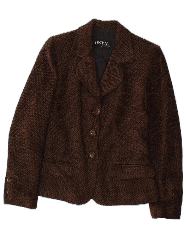 Act Now ONYX Womens 3 Button Blazer Jacket UK 10 Small Brown Wool